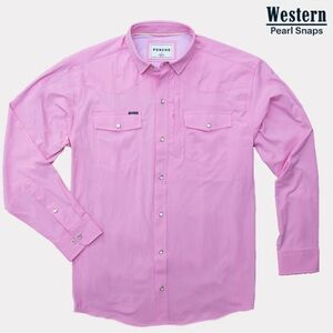 Poncho Pink Western Pearl Snap  Long sleeve Shirt